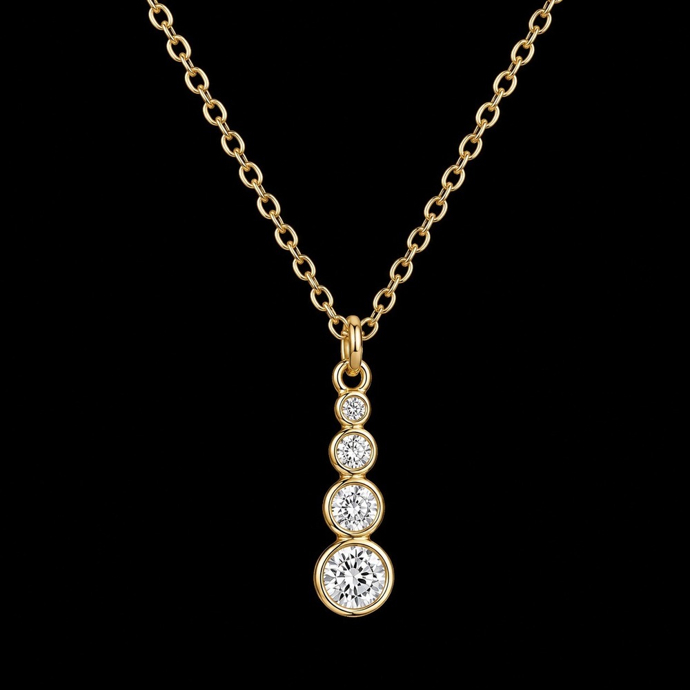 Swarovski‎ Crystal Pendant Necklace Vintage Gold Overlay 16-19" Graduated Drop